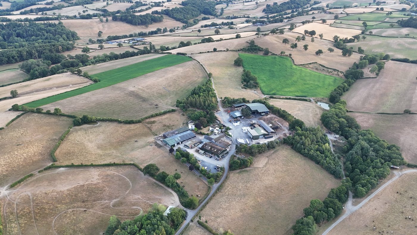Caebardd Farm from the air